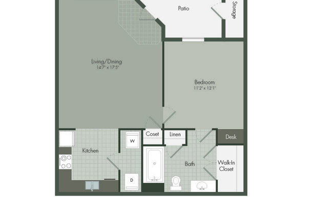 1 bed, 1 bath, 662 sqft, $1,135