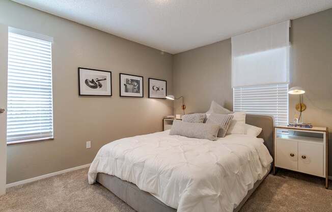 Bedroom with Large Bed at Springhill Apartments, Kansas