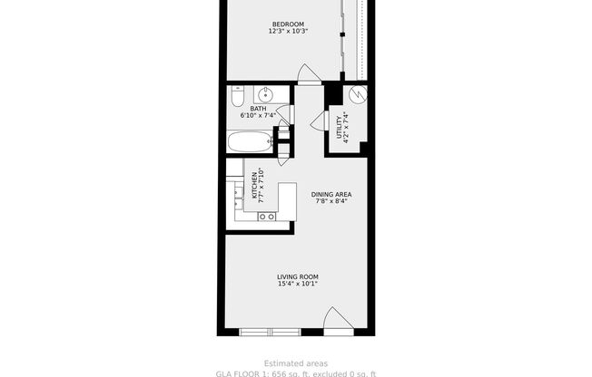 1 bed, 1 bath, 656 sqft, $875, Unit 18