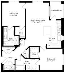 2 beds, 2 baths, 1,059 sqft, $2,134