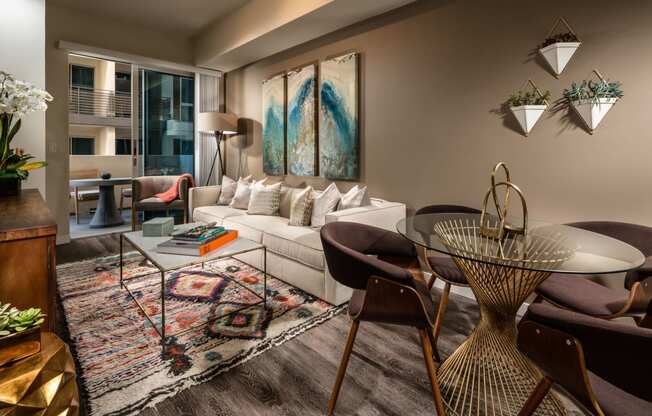 Living Room Come Dining Area at Berkshire K2LA, California