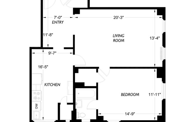 1 bed, 1 bath, 750 sqft, $5,500, Unit 7D