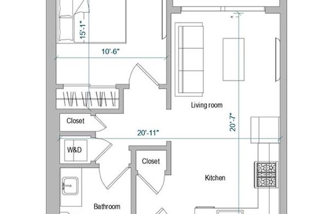 1 bed, 1 bath, 590 sqft, $2,195, Unit 304