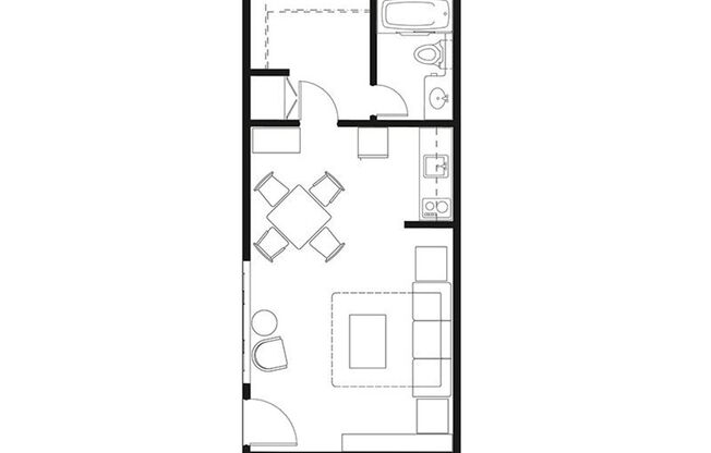Studio, 1 bath, 590 sqft, $1,952, Unit 134