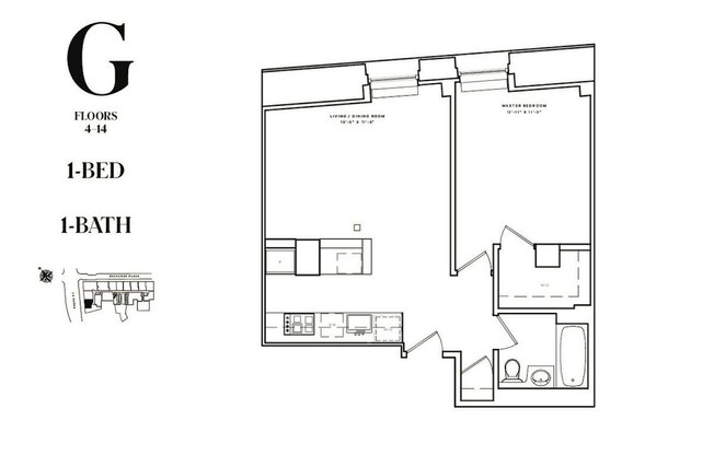 1 bed, 1 bath, $4,545, Unit 9G