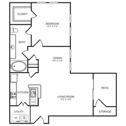 1 bed, 1 bath, 728 sqft, $970