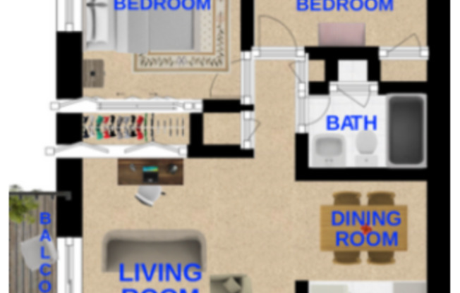 2 beds, 1 bath, 785 sqft, $750, Unit 322