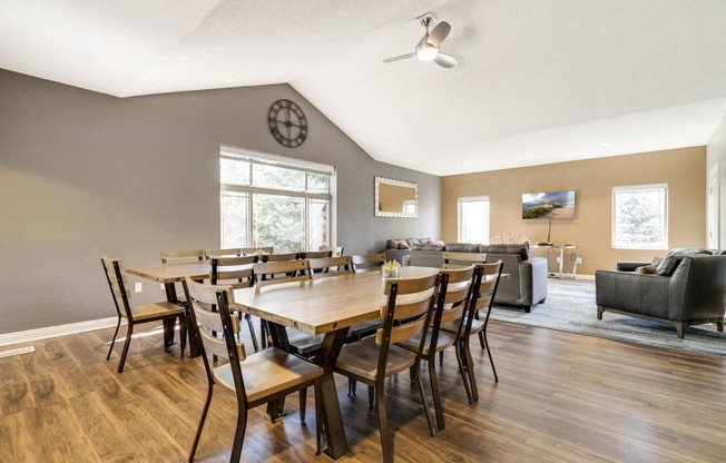 Clubhouse with seating and TV lounge at Southwind Villas in southwest Omaha in La Vista, NE, 68128