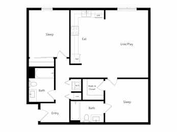 2 beds, 2 baths, 972 sqft, $4,435