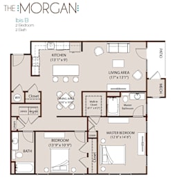 2 beds, 2 baths, 1,248 sqft, $2,069