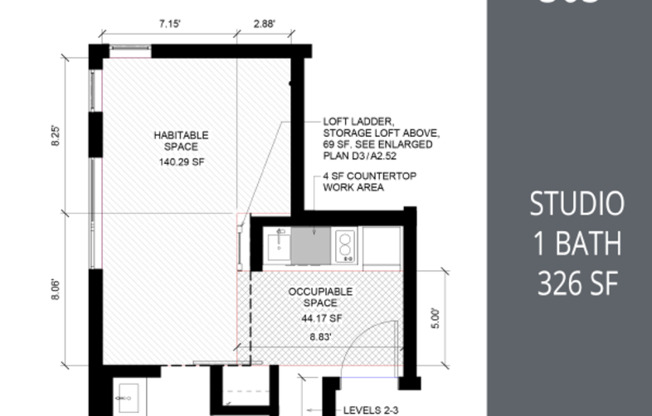 Studio, 1 bath, 325 sqft, $1,220, Unit 203