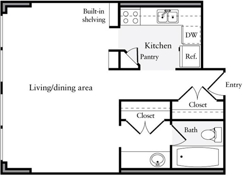 Studio, 1 bath, 408 sqft, $1,747, Unit 0704
