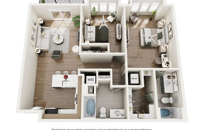 2 beds, 2 baths, 1,095 sqft, $2,120