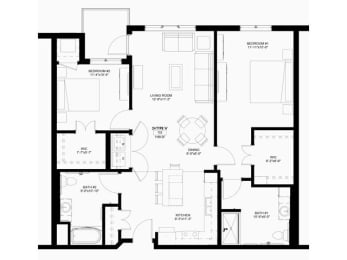 2 beds, 2 baths, 1,169 sqft, $1,562