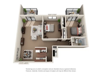 2 beds, 1 bath, 1,070 sqft, $1,675