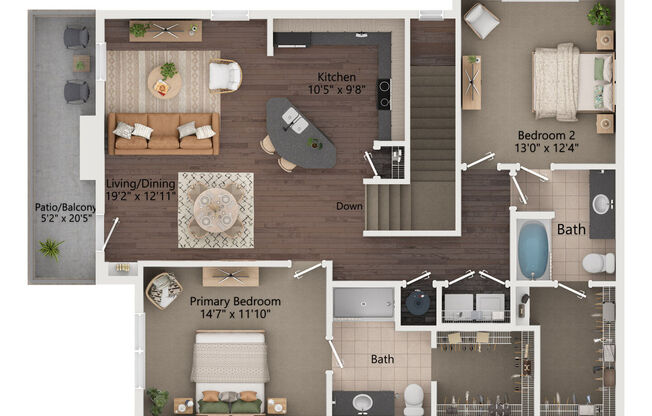 2 beds, 2 baths, 1,214 sqft, $2,010