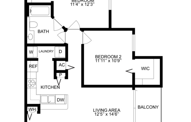 2 beds, 1 bath, 967 sqft, $1,803