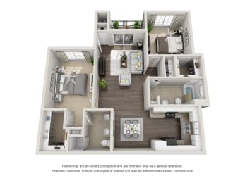 2 beds, 2 baths, 1,127 sqft, $1,980