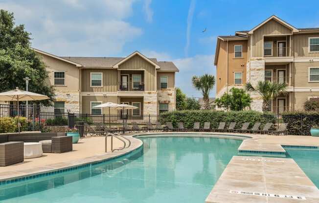 the swimming pool at the preserve at ballantyne commons apartments