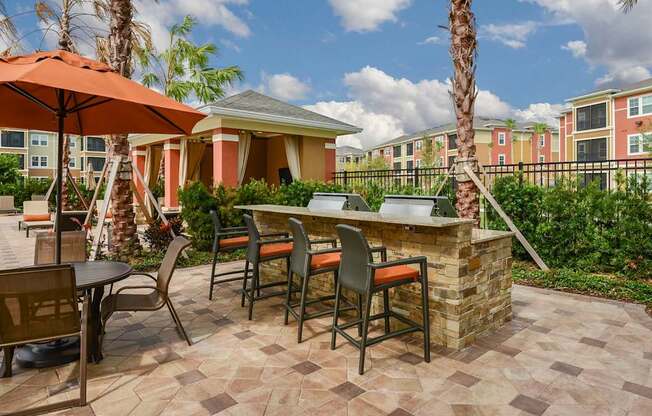Summer Kitchen with BBQ Grills at The Sedona Luxury Apartments in Tampa FL