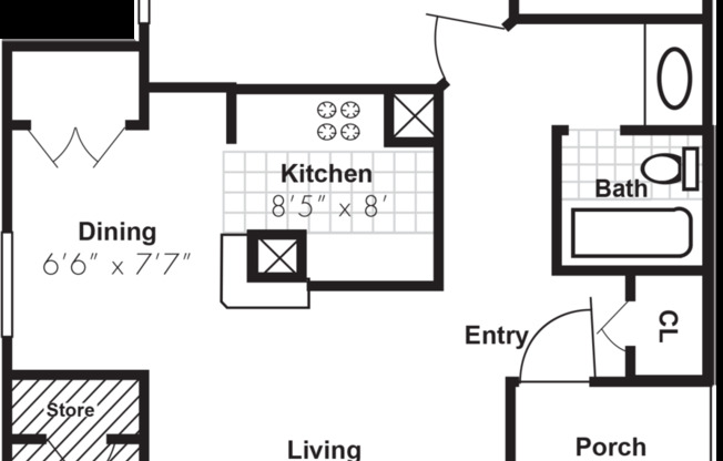 1 bed, 1 bath, 707 sqft, $1,234