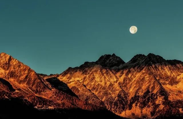 Mountain and Moon light