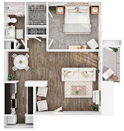 1 bed, 1 bath, 751 sqft, $1,265