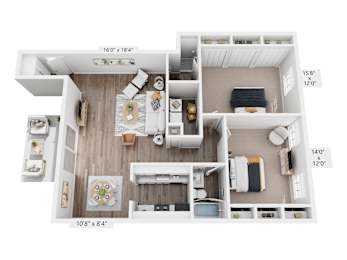 2 beds, 2 baths, 1,230 sqft, $1,625