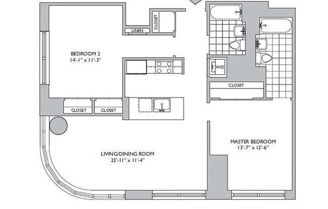2 beds, 2 baths, 1,092 sqft, $6,500, Unit 25D