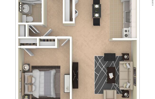 1 bed, 1 bath, 556 sqft, $2,850