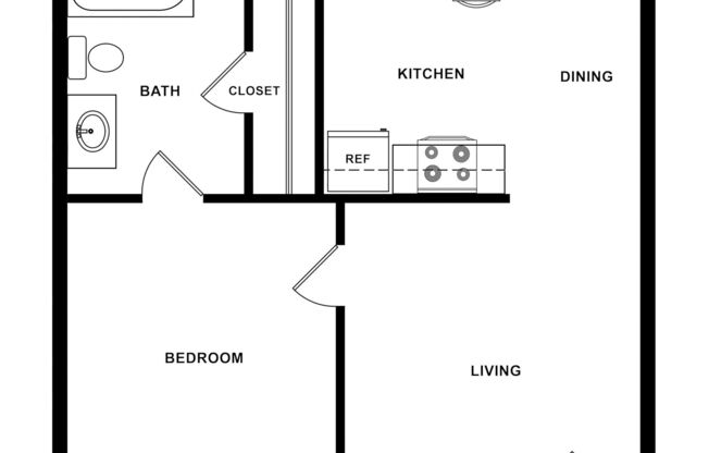 1 bed, 1 bath, 594 sqft, $935