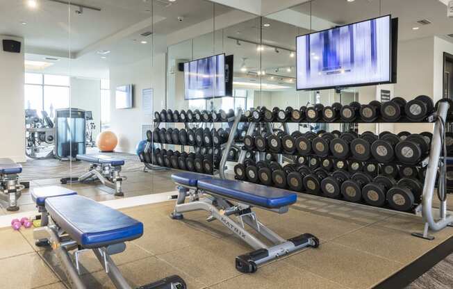 a free weights area in the fitness center