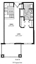Studio, 1 bath, 555 sqft, $1,395