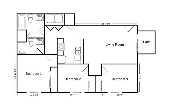 3 beds, 2 baths, 1,052 sqft, $1,385, Unit FL 5859-20