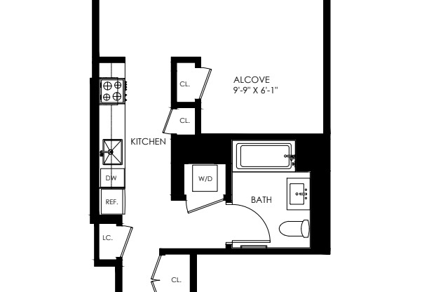 Studio, 1 bath, 521 sqft, $4,145, Unit 6A