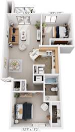 2 beds, 1 bath, 890 sqft, $1,068