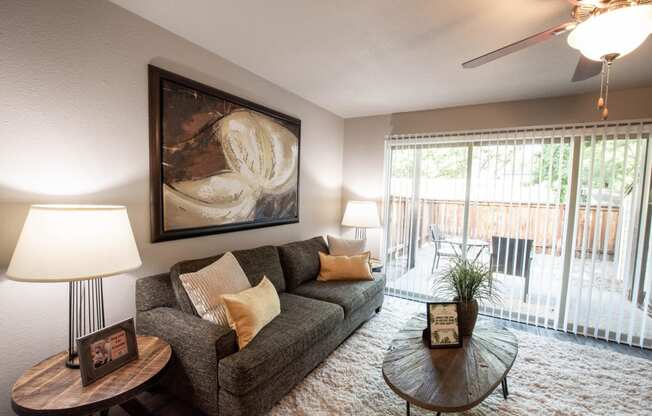 View of living room overlooking the patio