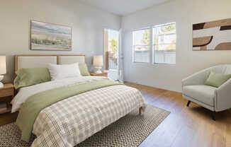 Bedroom with Balcony and Hard Surface Flooring