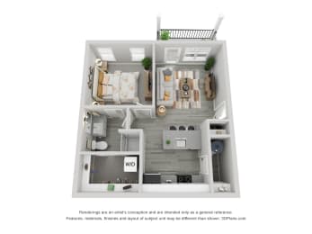 1 bed, 1 bath, 594 sqft, $1,326