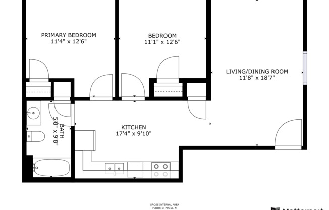 2 beds, 1 bath, 735 sqft, $850, Unit 4176