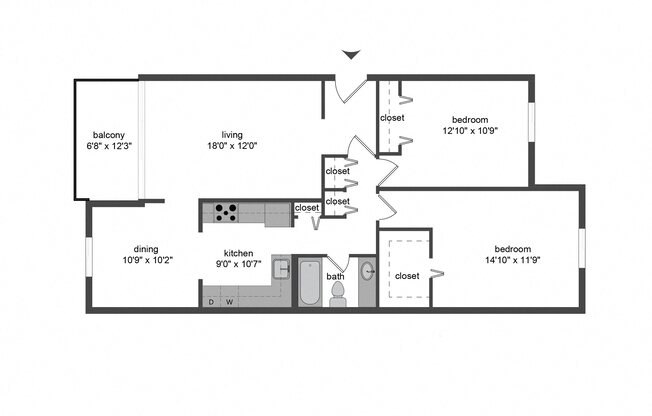 2 beds, 1 bath, 1,022 sqft, $2,020