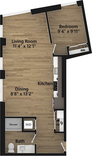 1 bed, 1 bath, 735 sqft, $2,955
