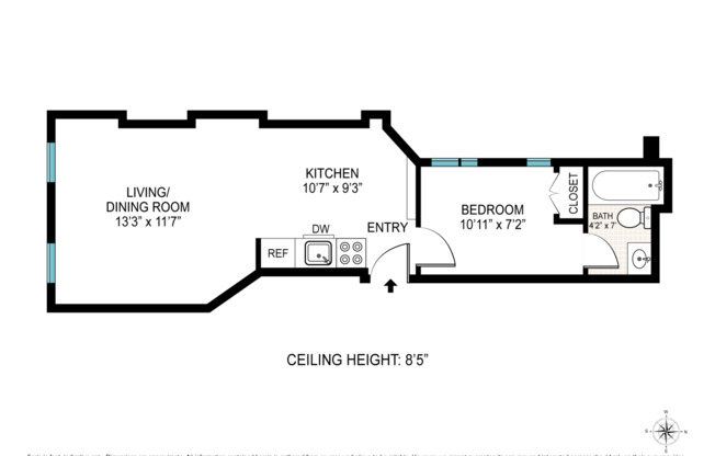 1 bed, 1 bath, $3,195, Unit 5FW