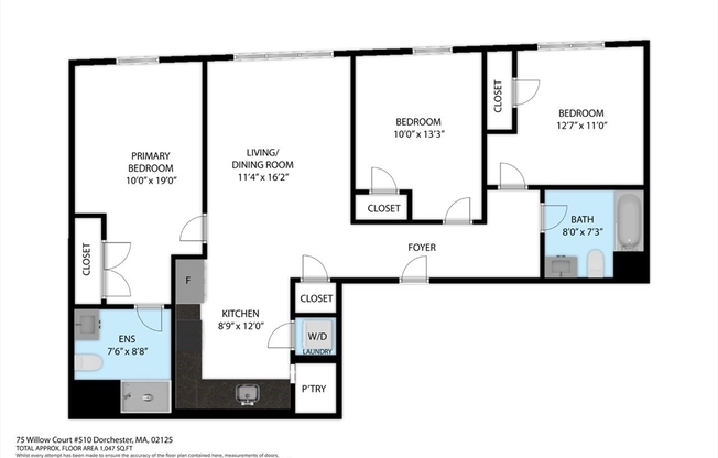 3 beds, 2 baths, 1,047 sqft, $4,000, Unit 510