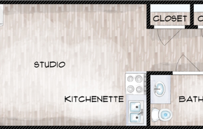 Studio, 1 bath, 305 sqft, $1,015, Unit 207