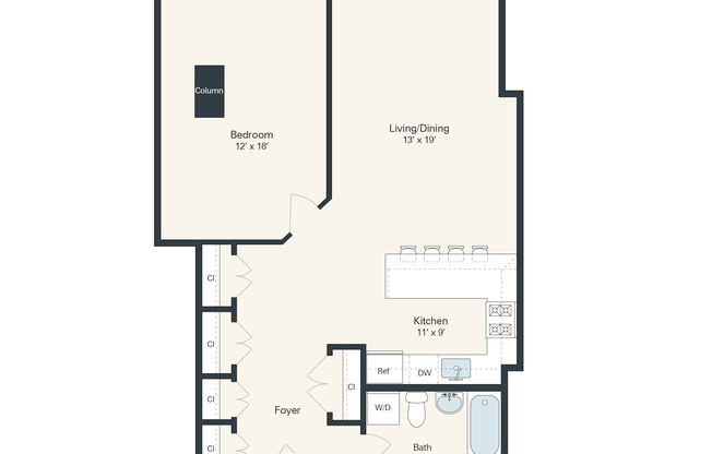 1 bed, 1 bath, 829 sqft, $1,586