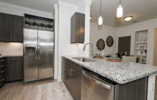 Granite Countertop Kitchen at Cue Luxury Apartments, Texas