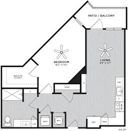 1 bed, 1 bath, 736 sqft, $1,555