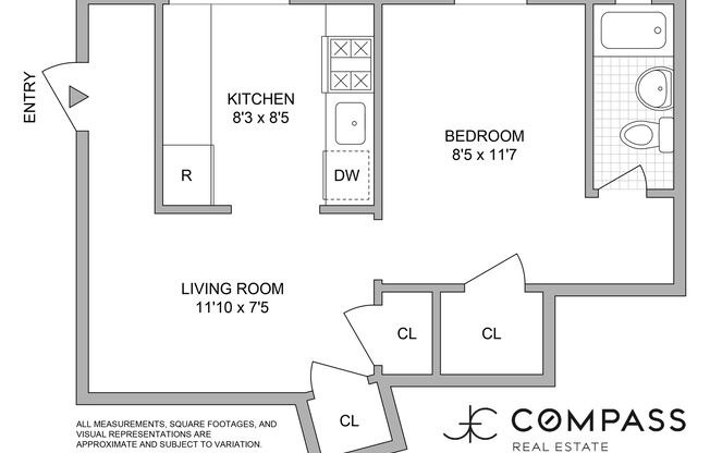 Studio, 1 bath, $2,495, Unit 1CC