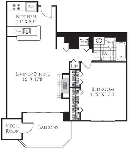 1 bed, 1 bath, 719 sqft, $2,421, Unit 715